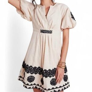 Anthropologie Orla Embroidered Mini Dress Boho